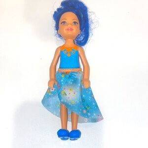 Barbie Doll with Blue Floral Dress and Hair